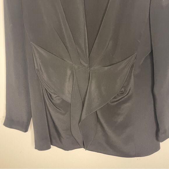 Vintage Y2K Spenser Jeremy Black 100% Silk Oversized Longline Blazer Size 6 - Picture 3 of 8